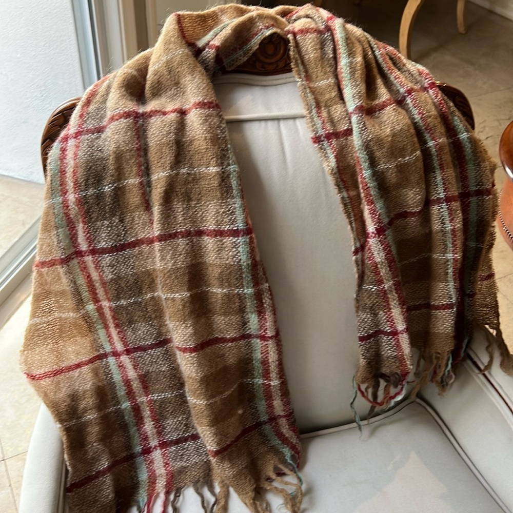COPY - I Love  H81 plaid fringed Scarf